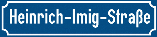 Straßenschild Heinrich-Imig-Straße zum kostenlosen Download