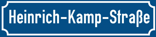 Straßenschild Heinrich-Kamp-Straße zum kostenlosen Download