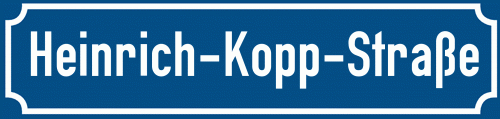 Straßenschild Heinrich-Kopp-Straße zum kostenlosen Download