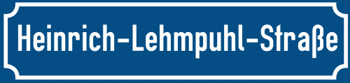 Straßenschild Heinrich-Lehmpuhl-Straße zum kostenlosen Download