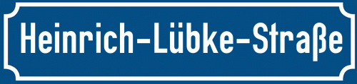 Straßenschild Heinrich-Lübke-Straße
