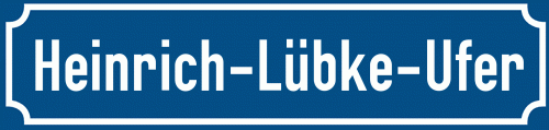 Straßenschild Heinrich-Lübke-Ufer