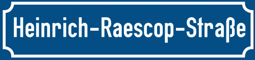 Straßenschild Heinrich-Raescop-Straße zum kostenlosen Download