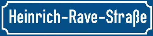Straßenschild Heinrich-Rave-Straße zum kostenlosen Download