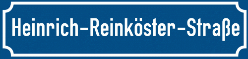Straßenschild Heinrich-Reinköster-Straße zum kostenlosen Download