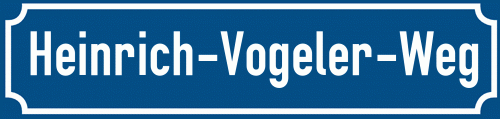 Straßenschild Heinrich-Vogeler-Weg