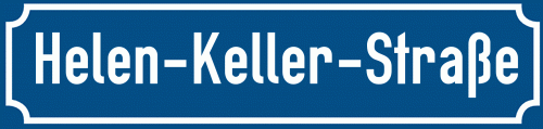 Straßenschild Helen-Keller-Straße zum kostenlosen Download
