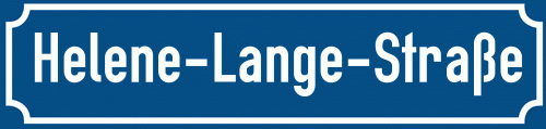 Straßenschild Helene-Lange-Straße zum kostenlosen Download
