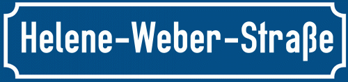 Straßenschild Helene-Weber-Straße zum kostenlosen Download