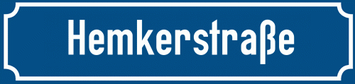 Straßenschild Hemkerstraße zum kostenlosen Download