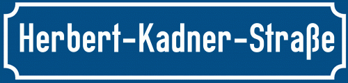 Straßenschild Herbert-Kadner-Straße zum kostenlosen Download