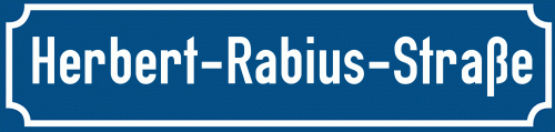 Straßenschild Herbert-Rabius-Straße zum kostenlosen Download