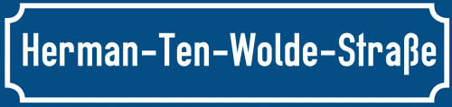 Straßenschild Herman-Ten-Wolde-Straße