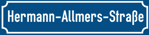 Straßenschild Hermann-Allmers-Straße zum kostenlosen Download