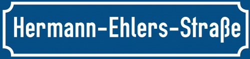 Straßenschild Hermann-Ehlers-Straße zum kostenlosen Download