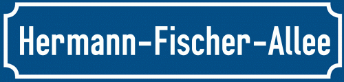 Straßenschild Hermann-Fischer-Allee