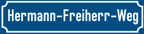 Straßenschild Hermann-Freiherr-Weg