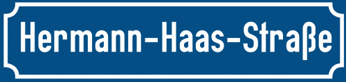 Straßenschild Hermann-Haas-Straße