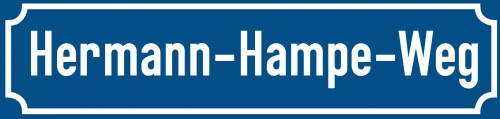 Straßenschild Hermann-Hampe-Weg