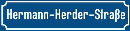 Straßenschild Hermann-Herder-Straße
