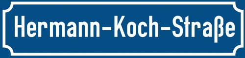 Straßenschild Hermann-Koch-Straße zum kostenlosen Download