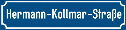 Straßenschild Hermann-Kollmar-Straße zum kostenlosen Download