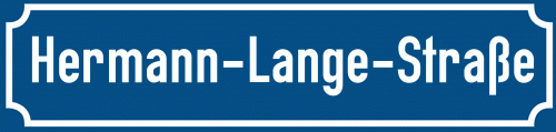 Straßenschild Hermann-Lange-Straße zum kostenlosen Download