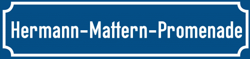 Straßenschild Hermann-Mattern-Promenade