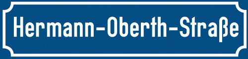 Straßenschild Hermann-Oberth-Straße