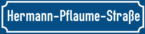 Straßenschild Hermann-Pflaume-Straße