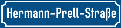 Straßenschild Hermann-Prell-Straße zum kostenlosen Download