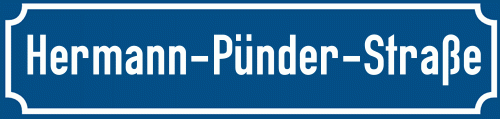 Straßenschild Hermann-Pünder-Straße zum kostenlosen Download