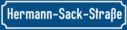 Straßenschild Hermann-Sack-Straße zum kostenlosen Download