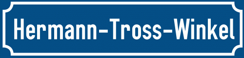 Straßenschild Hermann-Tross-Winkel