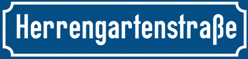 Straßenschild Herrengartenstraße zum kostenlosen Download