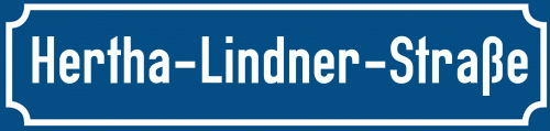 Straßenschild Hertha-Lindner-Straße zum kostenlosen Download
