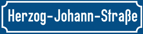 Straßenschild Herzog-Johann-Straße zum kostenlosen Download