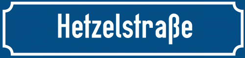 Straßenschild Hetzelstraße zum kostenlosen Download