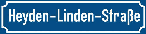 Straßenschild Heyden-Linden-Straße