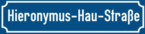Straßenschild Hieronymus-Hau-Straße zum kostenlosen Download