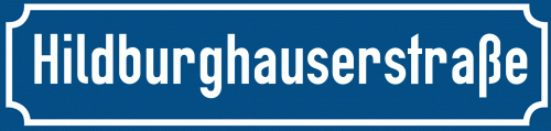 Straßenschild Hildburghauserstraße zum kostenlosen Download