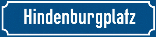 Straßenschild Hindenburgplatz zum kostenlosen Download