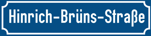 Straßenschild Hinrich-Brüns-Straße