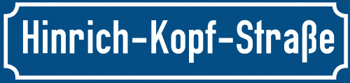 Straßenschild Hinrich-Kopf-Straße