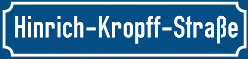 Straßenschild Hinrich-Kropff-Straße