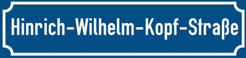 Straßenschild Hinrich-Wilhelm-Kopf-Straße