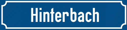 Straßenschild Hinterbach