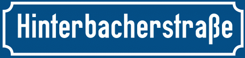 Straßenschild Hinterbacherstraße zum kostenlosen Download