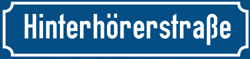 Straßenschild Hinterhörerstraße zum kostenlosen Download