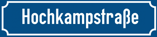 Straßenschild Hochkampstraße zum kostenlosen Download